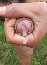 That young man has gorgeous body and masturbates his prick outdoors